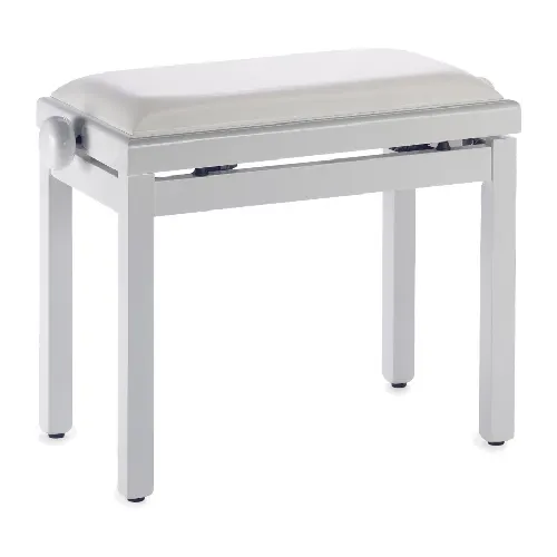 כיסא פסנתר לבן Highgloss עם כרית ויניל בצבע לבן